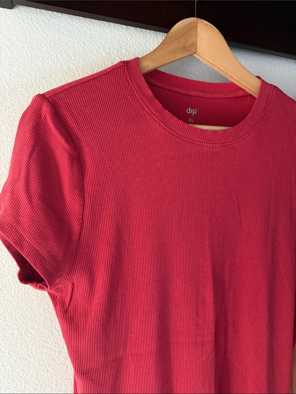 Dip 2 Pk Short Sleeve Ribbed Crewneck Tshirts, Red and Orange Coral, Modal Blend - Picture 2 of 8
